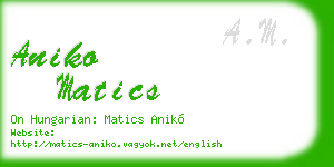aniko matics business card