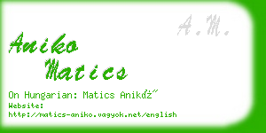 aniko matics business card